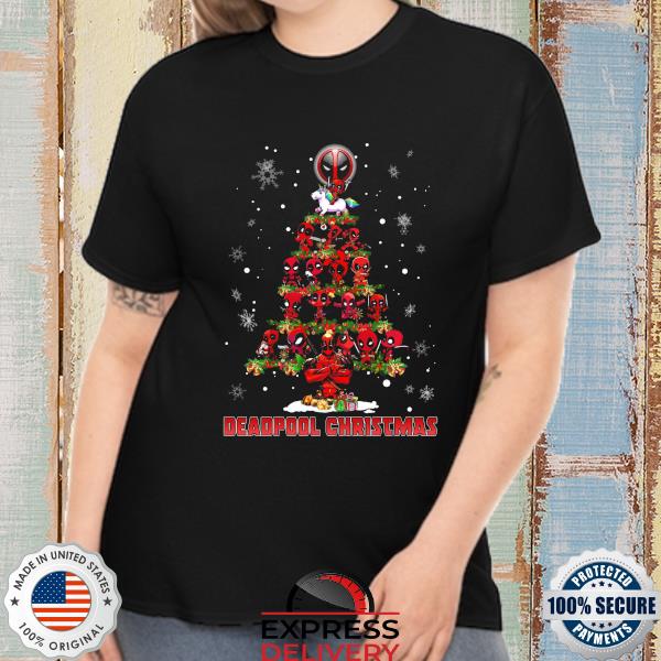 Chibi Deadpool riding Unicorn Christmas Tree 2022 Sweater