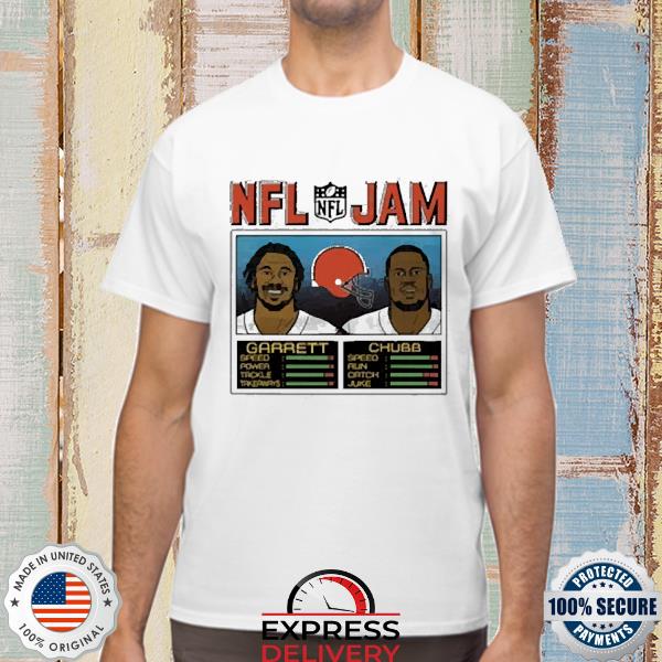 NFL Jam Browns Garrett And Chubb  Retro Cleveland Browns T-Shirt – HOMAGE