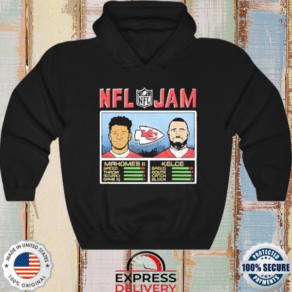 Youth NFL Jam Kansas City Chiefs Mahomes and Kelce Youth T-Shirt from Homage. | Officially Licensed Vintage NFL Apparel from Homage Pro Shop.