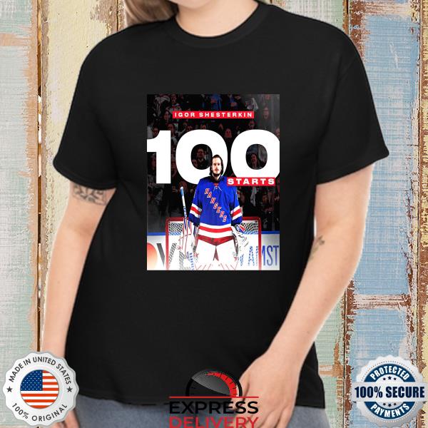 Igor shesterkin 100th nhl start with new york rangers shirt