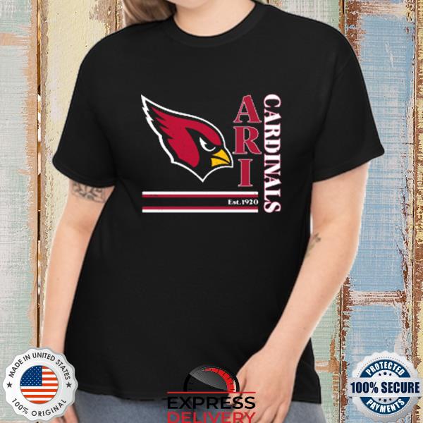 Arizona cardinals black wordmark est 1920 logo tri-blend shirt