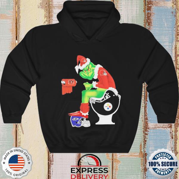 Cleveland browns shit on toilet Pittsburgh steelers Santa grinch Christmas  sweater, hoodie, sweater, long sleeve and tank top