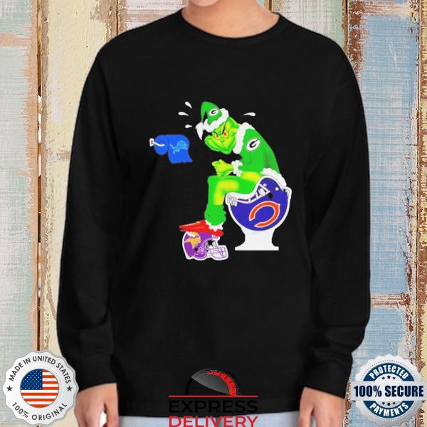 Green bay packers shit on toilet chicago bears Santa grinch Christmas  sweater, hoodie, sweater, long sleeve and tank top