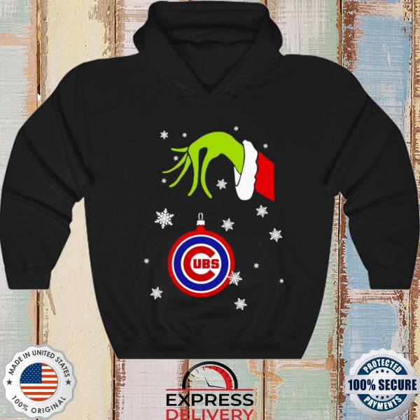 Grinch Hand holding Ornament Chicago Cubs Snowflake Christmas shirt