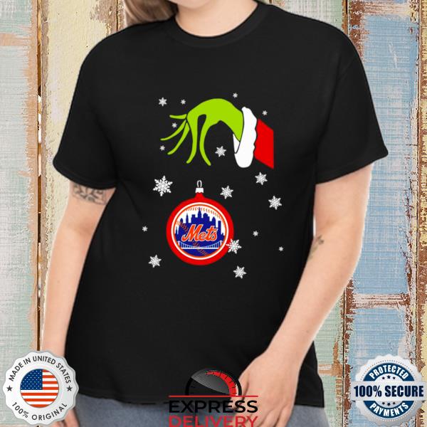Grinch Hand holding Ornament New York Mets Snowflake Christmas 2022 Sweatshirt
