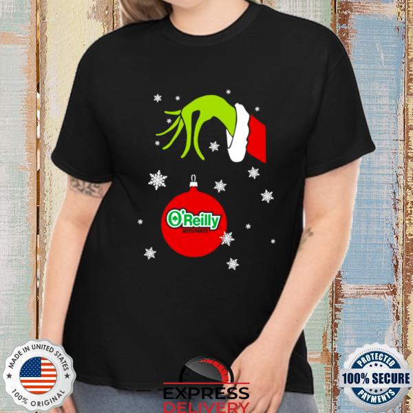 Grinch Hand holding Ornament O’Reilly Auto Parts Snowflake Christmas 2022 Sweatshirt