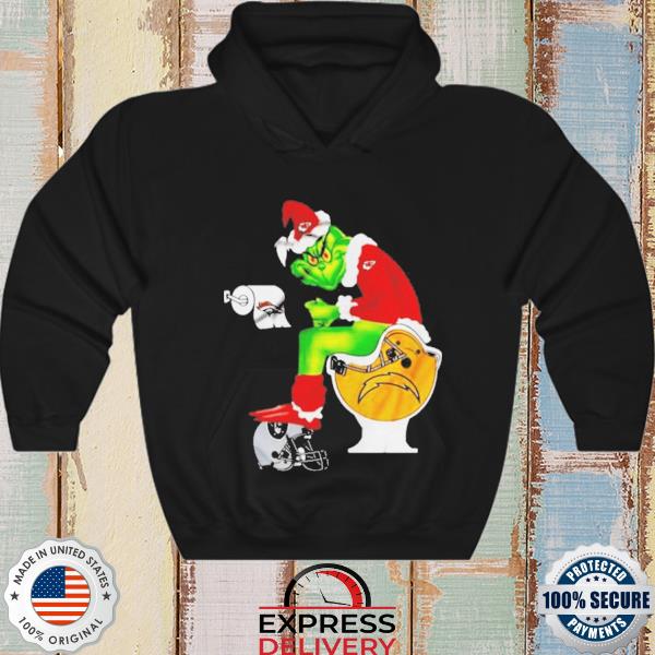 Santa grinch Kansas city Chiefs shit on toilet san diego chargers Christmas  sweater, hoodie, sweater, long sleeve and tank top