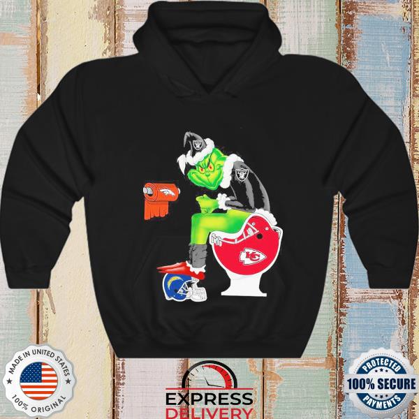 Oakland raiders shit on toilet Kansas city Chiefs Santa grinch Christmas  sweater, hoodie, sweater, long sleeve and tank top