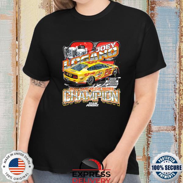 Official Joey Logano Team Penske 2022 NASCAR Cup Series Champion Shell Pennzoil Vertical Two Spot T-Shirt