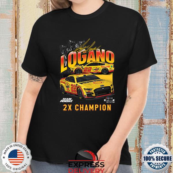 Official Joey Logano Team Penske Two-Time NASCAR Cup Series Champion Vintage Car T-Shirt