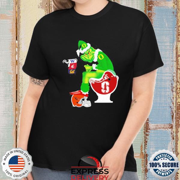 Oregon duck shit on toilet Stanford Cardinal Santa grinch Christmas sweater