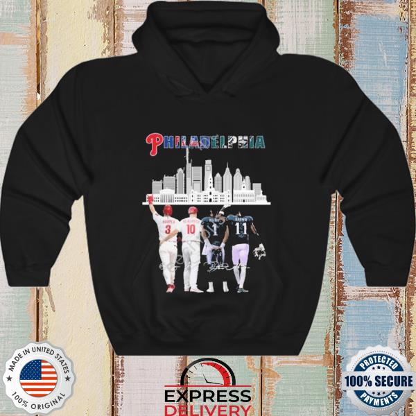 Funny Philadelphia Skyline Philadelphia Phillies And Philadelphia Eagles  Signatures 2022 shirt, hoodie, sweater, long sleeve and tank top