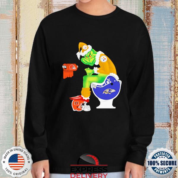 Pittsburgh Steelers shit on toilet Baltimore Ravens Santa grinch Christmas  sweater, hoodie, sweater, long sleeve and tank top