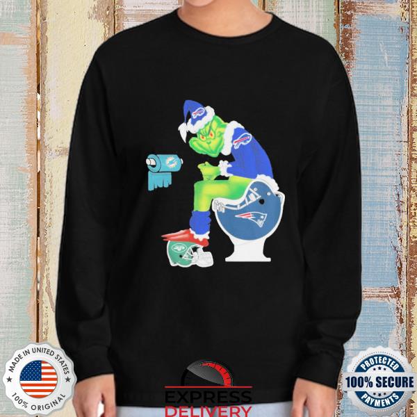 Santa grinch Buffalo bills shit on toilet New england Patriots Christmas  sweater, hoodie, sweater, long sleeve and tank top