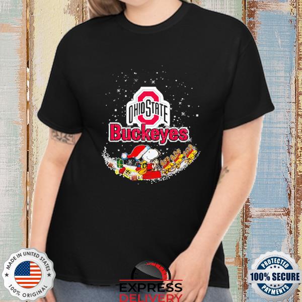 Santa Snoopy and Woodstock Ohio State Buckeyes Christmas Sweatshirt