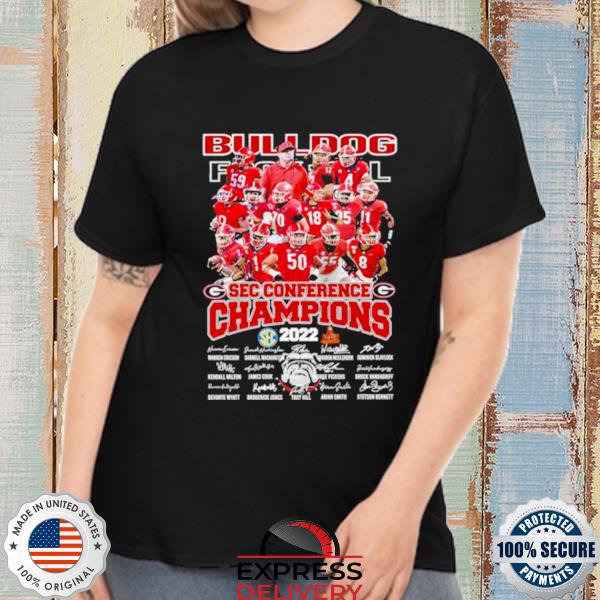 2022 SEC Conference Champions Georgia Bulldogs team signatures shirt
