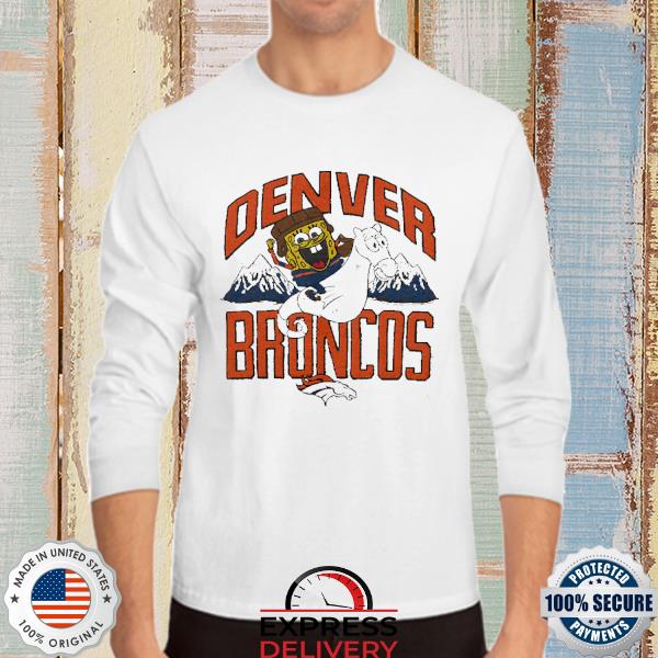 Spongebob x Denver Broncos T-Shirt from Homage. | Officially Licensed Vintage NFL Apparel from Homage Pro Shop.