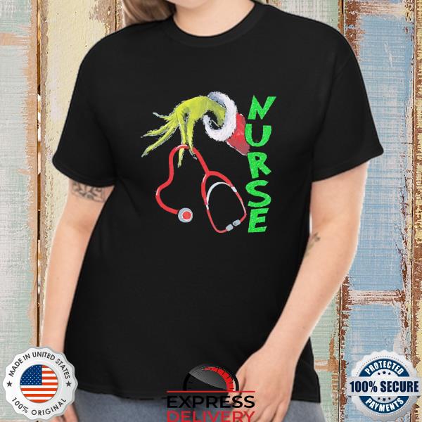Nurse Grinch Hand Holding Stethoscope Christmas Shirt