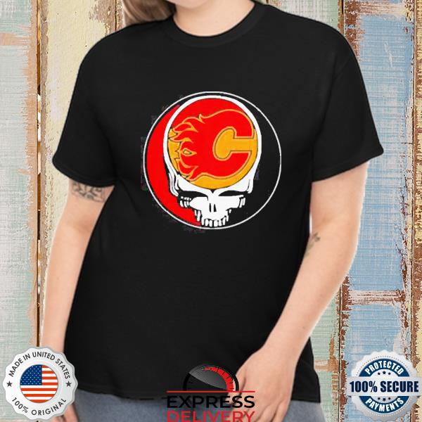 Official Calgary Flames Grateful Dead Steal Your Face Hockey Nhl Shirt