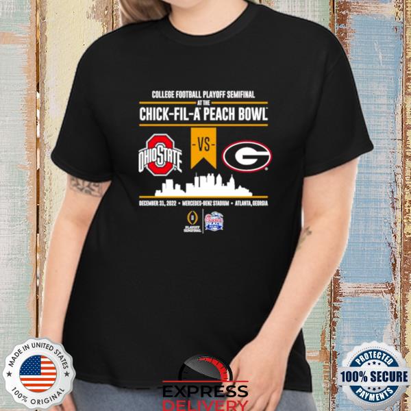 Official ohio State vs Georgia Bulldogs 2022 College Football Playoff Peach Bowl Head to Head Black Shirt