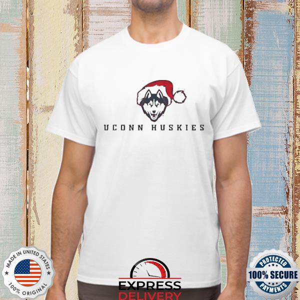 Official Uconn Huskies Logo With Santa Hat Christmas T-shirt