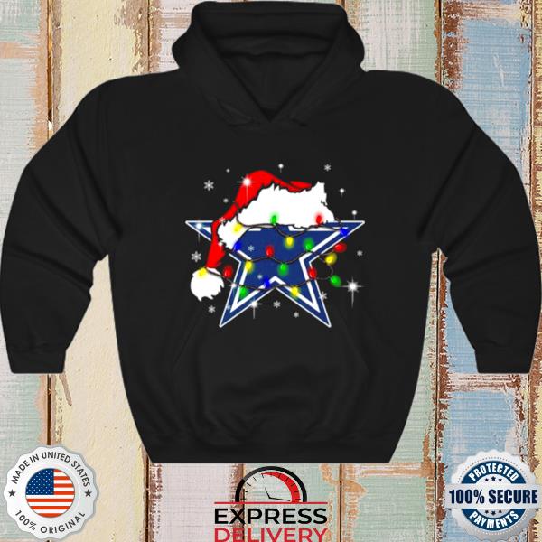 Santa Dallas Cowboys Logo Lights Christmas Sweater, hoodie