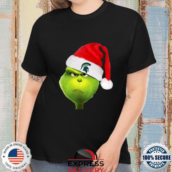 Santa grinch face Michigan state spartans logo Christmas Sweater