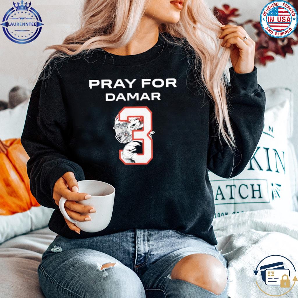 Damar hamlin love for 3 pray for damar hamlin shirt, hoodie