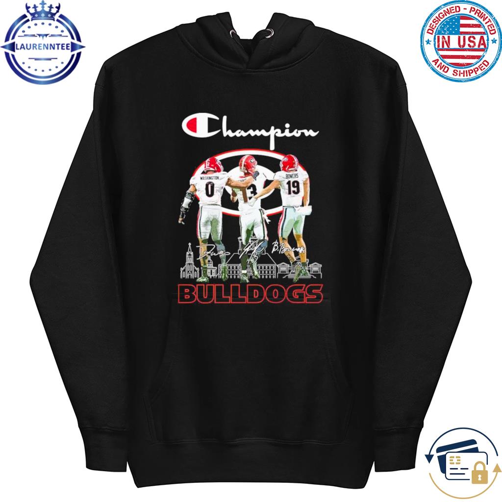 Champion Darnell Washington Stetson Bennett And Brock Bowers Georgia  Bulldogs Signatures Shirt, hoodie, sweater, long sleeve and tank top