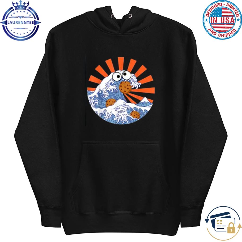 Great Wave Monster Eating Cookies Japanese Wave Red Sunrays T-Shirt hoodie