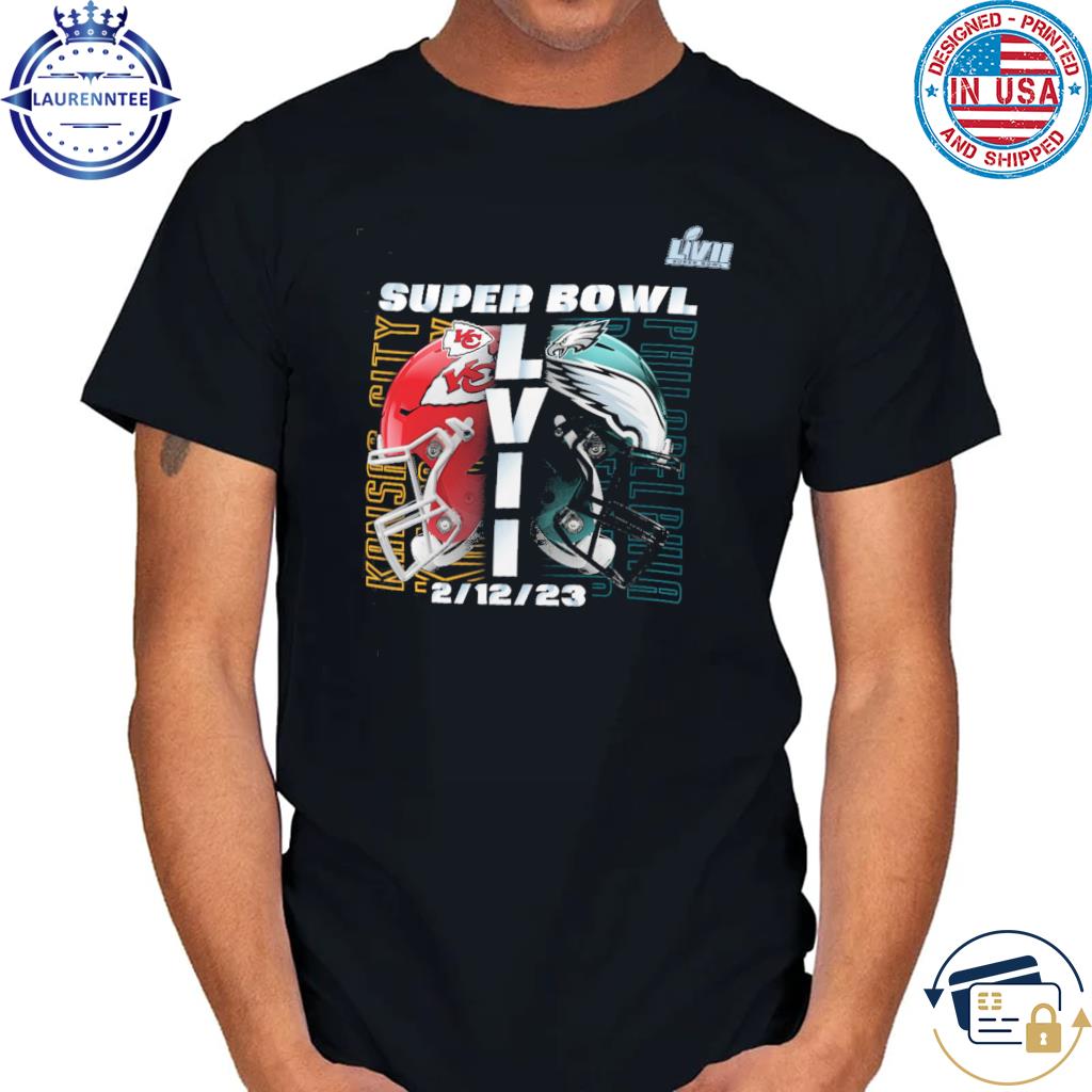 Official Kansas City Chiefs vs. Philadelphia Eagles Super Bowl LVII Matchup  Helmet Decal T-Shirt