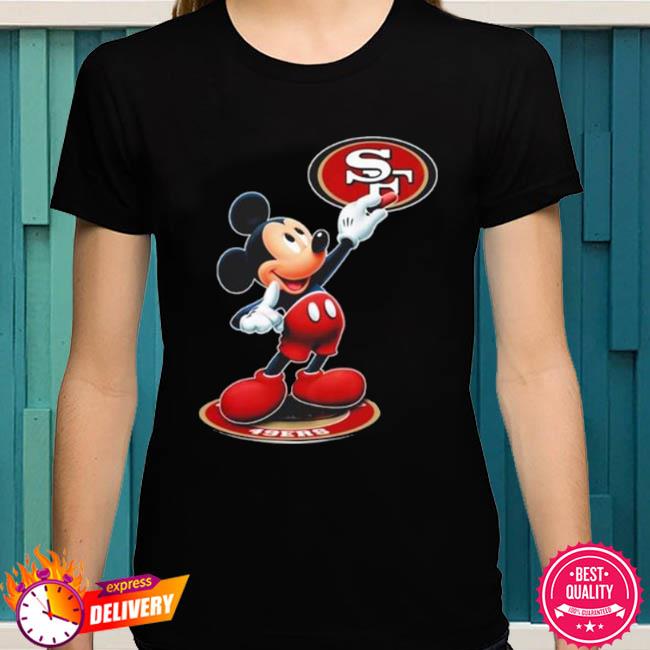 I Love The 49ers Mickey Mouse San Francisco 49ers Women's V-Neck T