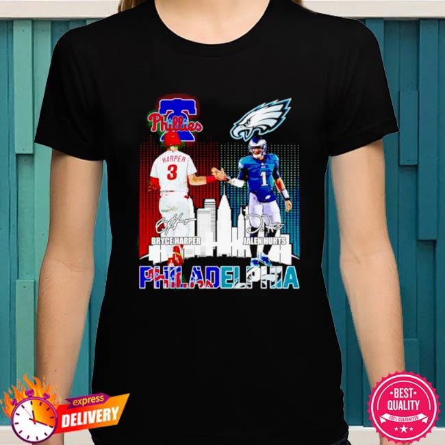 Product philadelphia Phillies Bryce Harper And Eagles Jalen Hurts T Shirt,  hoodie, sweater, long sleeve and tank top