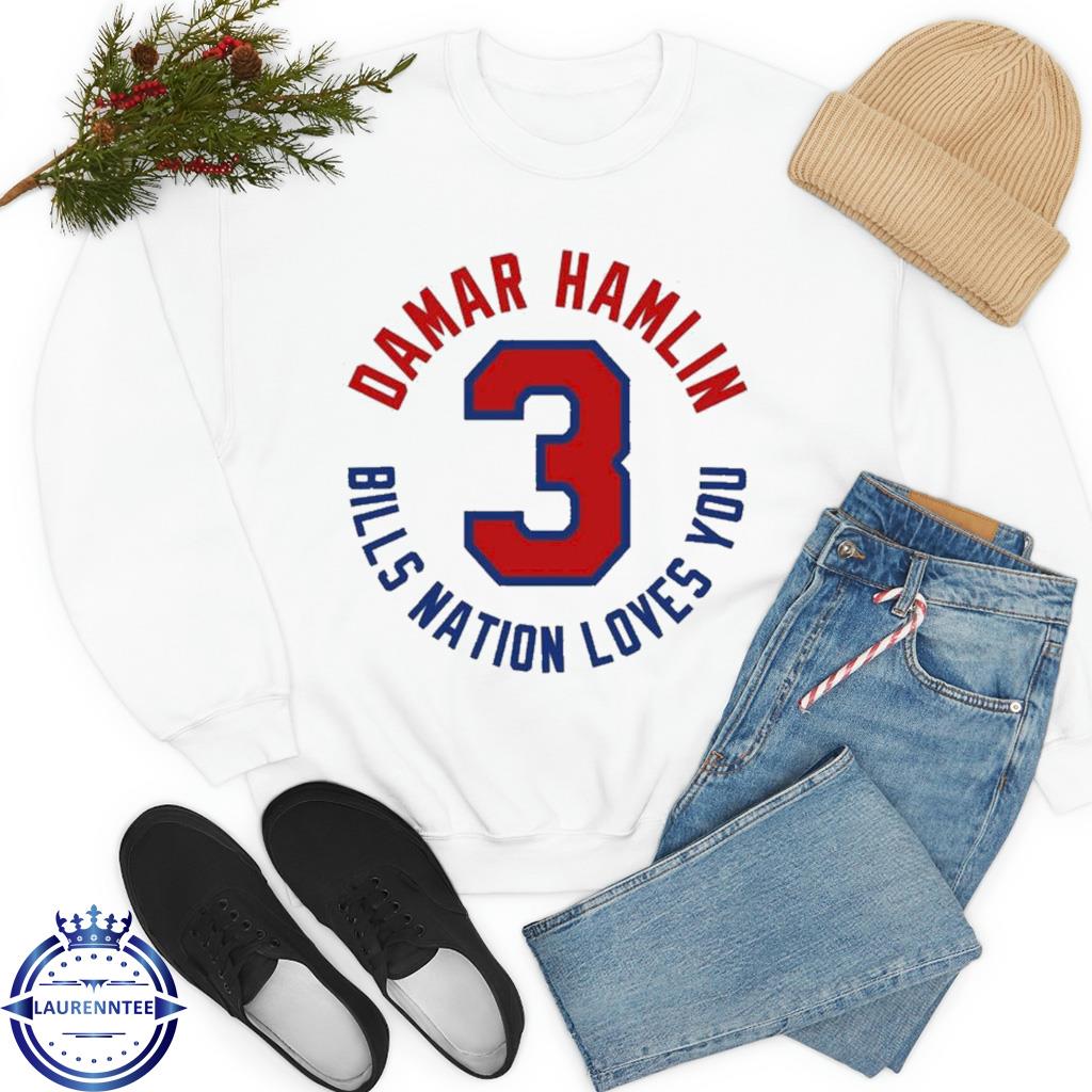 Official Love for 3 damar hamlin bills nation love you shirt, hoodie,  sweater, long sleeve and tank top