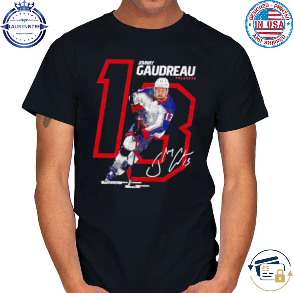 Official Johnny gaudreau 13 columbus blue jackets offset T-shirt