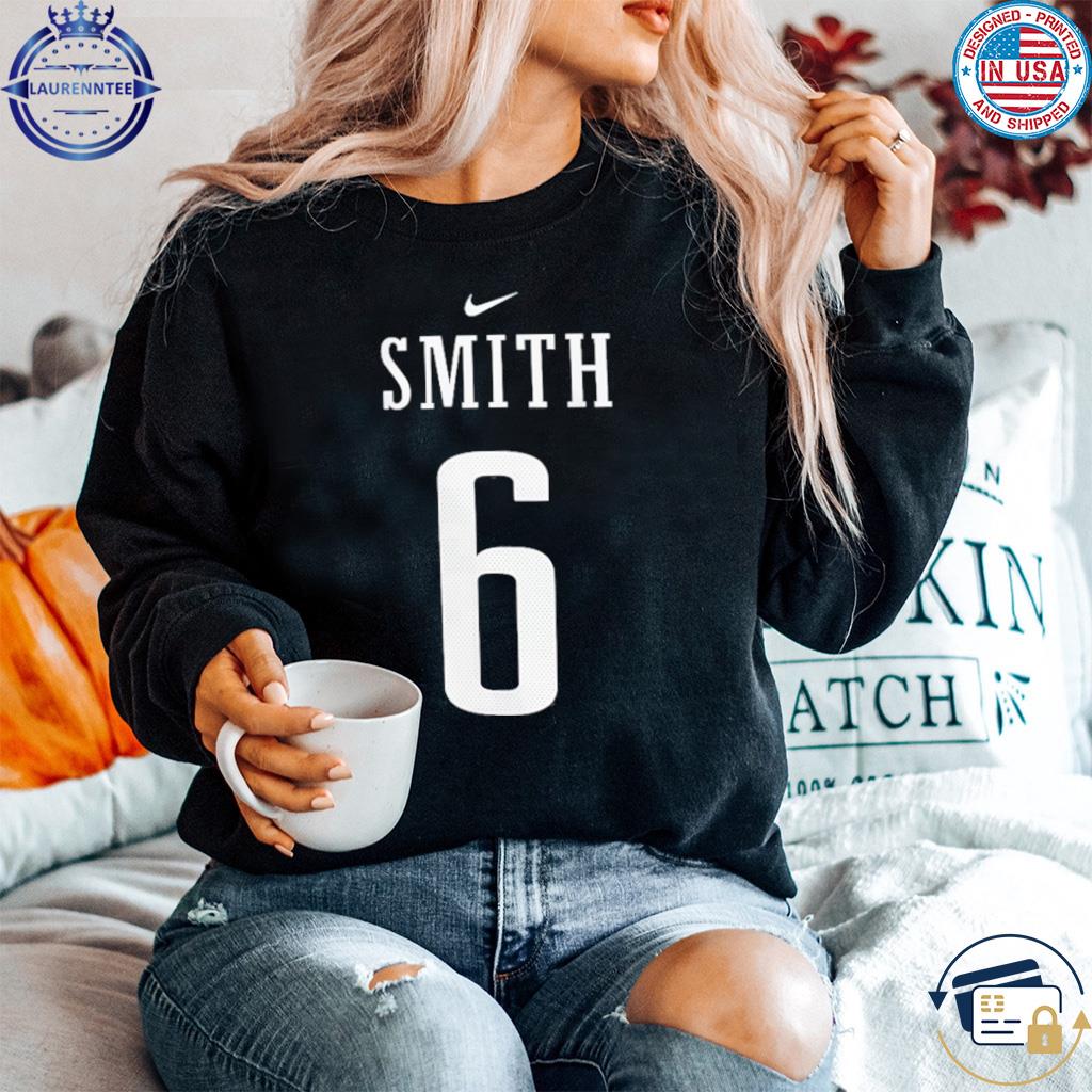 DeVonta Smith Philadelphia Eagles Youth Black Name & Number Logo Long  Sleeve T-Shirt 