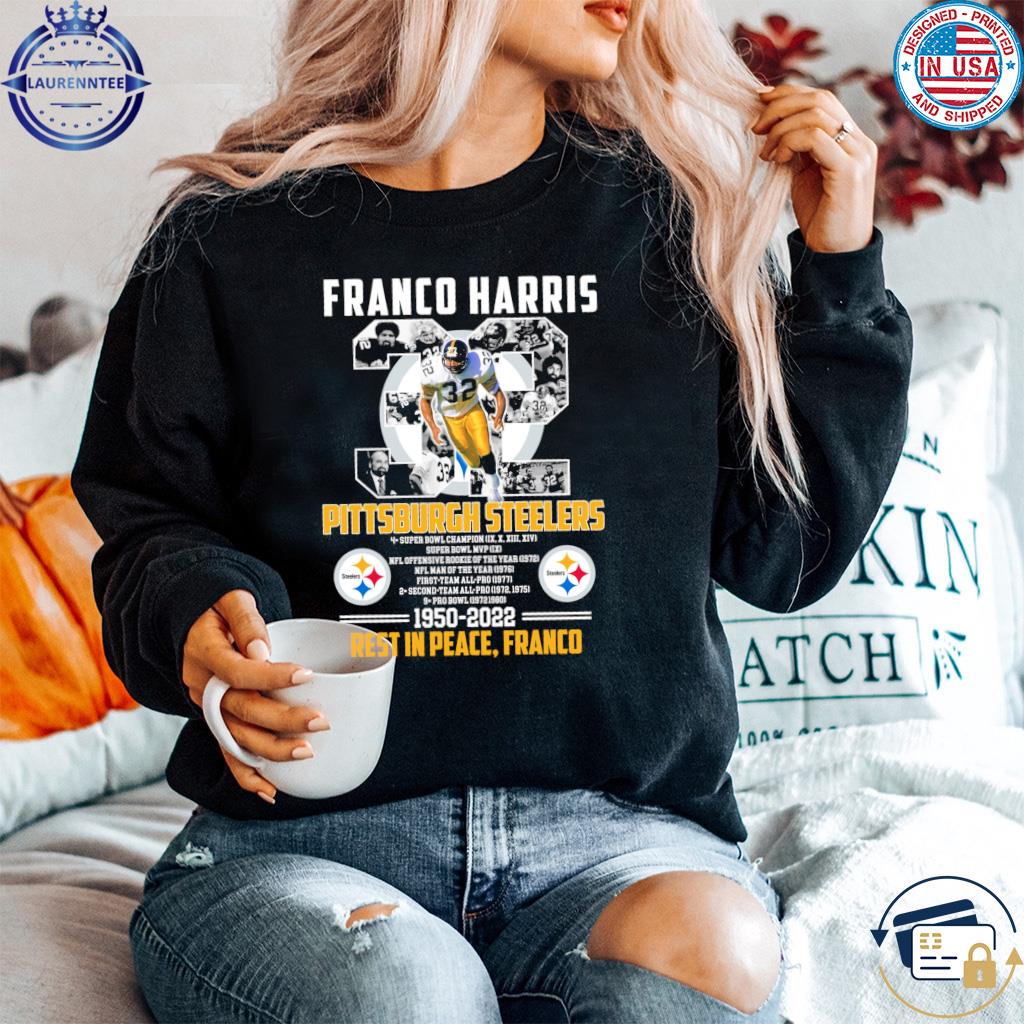 Pittsburgh Steelers franco harris 1950 2022 rest t in peace franco shirt,  hoodie, sweater, long sleeve and tank top