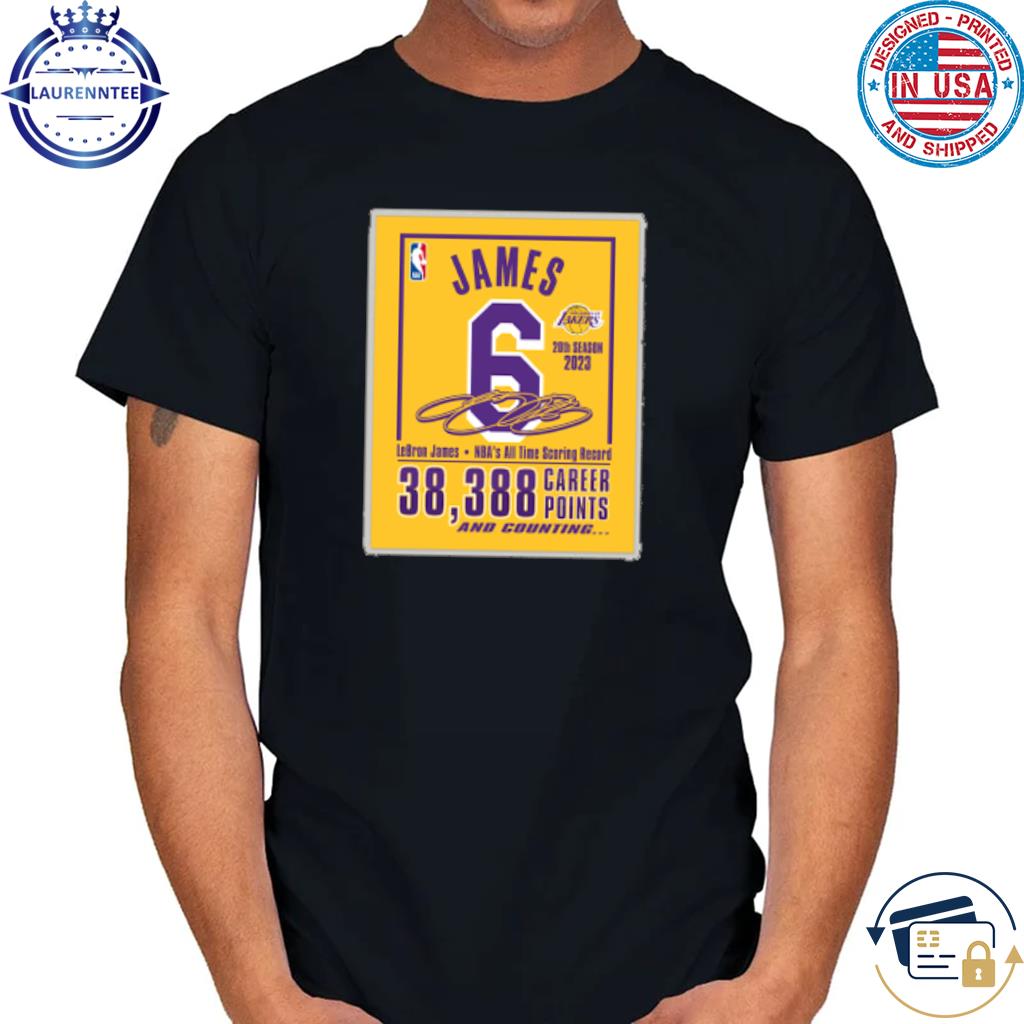 Lebron james los angeles lakers wincraft nba all-time scoring record shirt