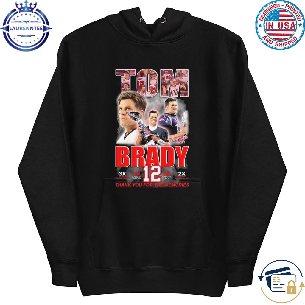 12 Tom Brady signature Patriots thank you for the memories t-shirt