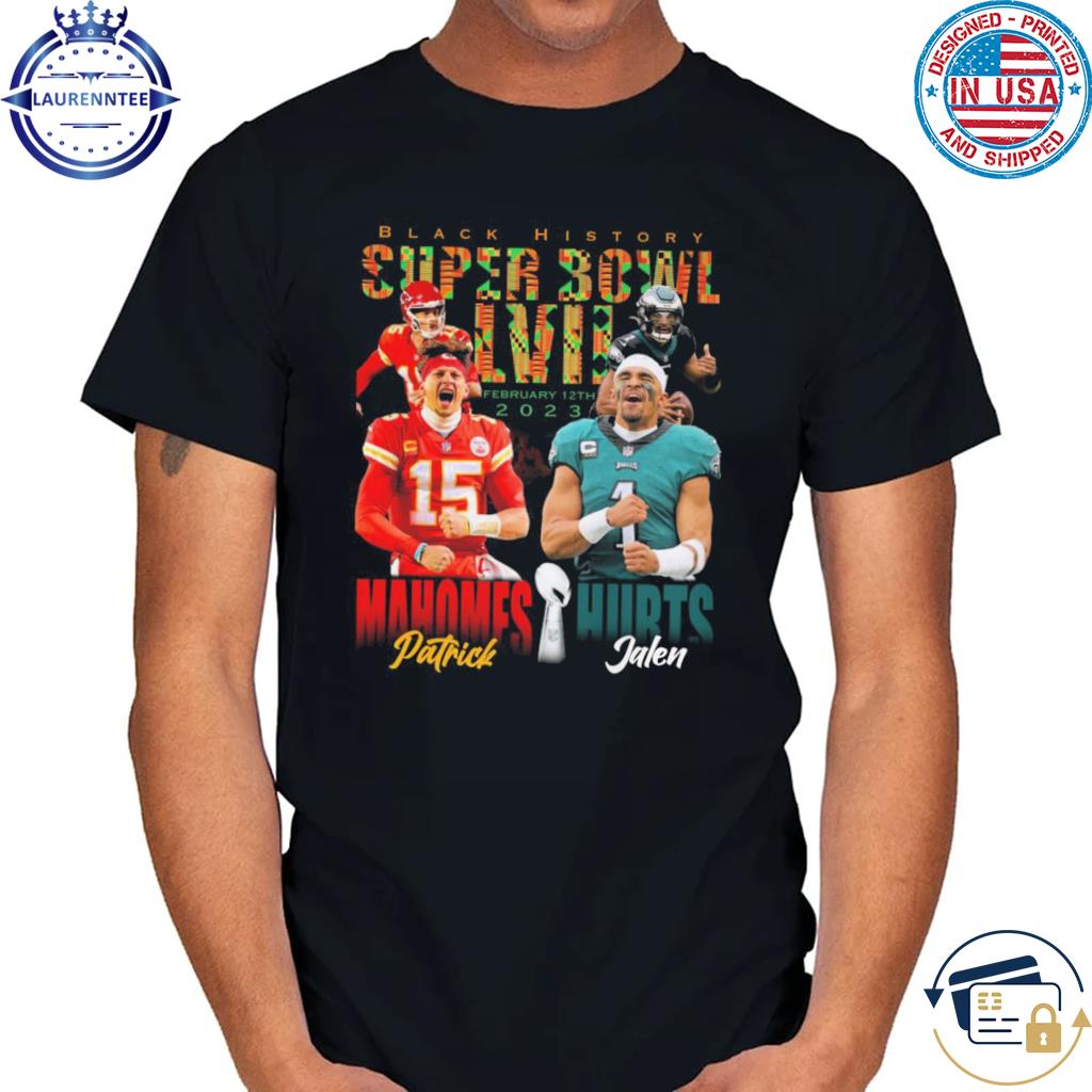 Patrick Mahomes vs Jalen Hurts Black histort super bowl LVII shirt, hoodie,  sweater and long sleeve