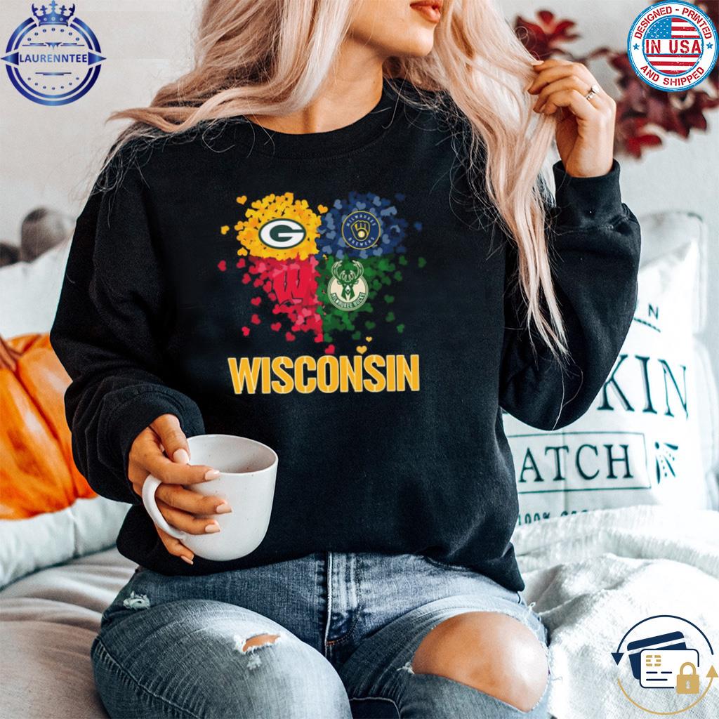 Wisconsin Sports teams, Milwaukee Brewers, Milwaukee Bucks and Green Bay  Packers shirt, hoodie, sweater, long sleeve and tank top