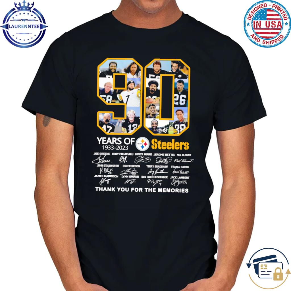 Pittsburgh steelers 90 years of 1933 2023 thank you for the memories signatures shirt