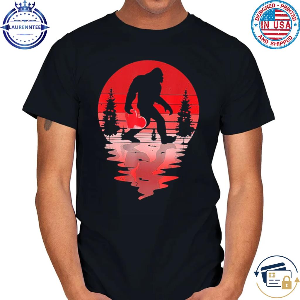 Premium Giant Bigfoot Bring Heart Valentine’s Day Gift T-Shirt