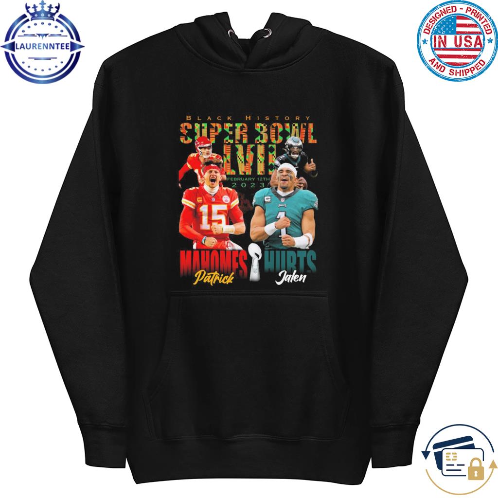 Patrick Mahomes vs Jalen Hurts Black histort super bowl LVII shirt