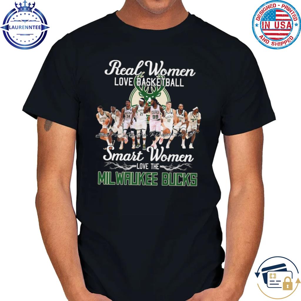 Real women love basketball smart women loves the Milwaukee Bucks signatures 2023 shirt