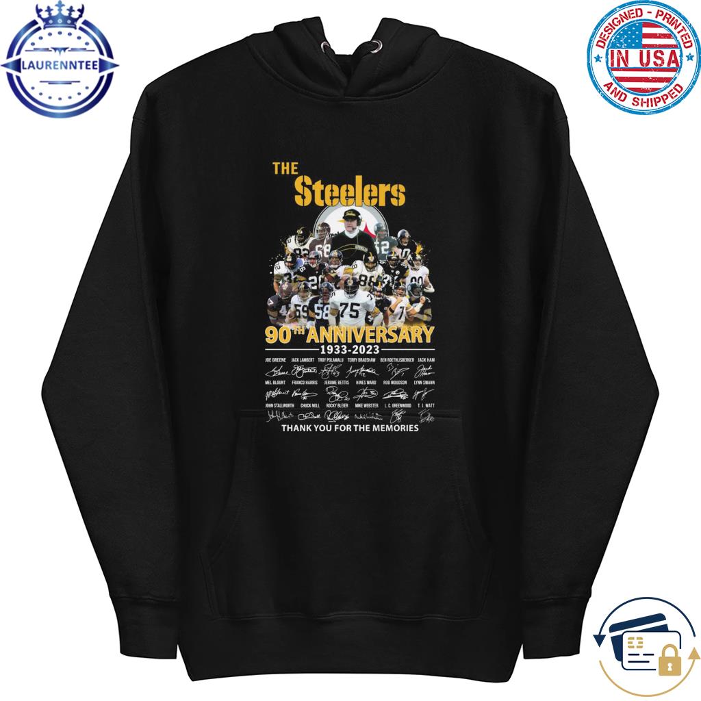 Official pittsburgh Steelers 90th Anniversary 1933-2023 Thank You For The  Memories Shirt, hoodie, sweater, long sleeve and tank top