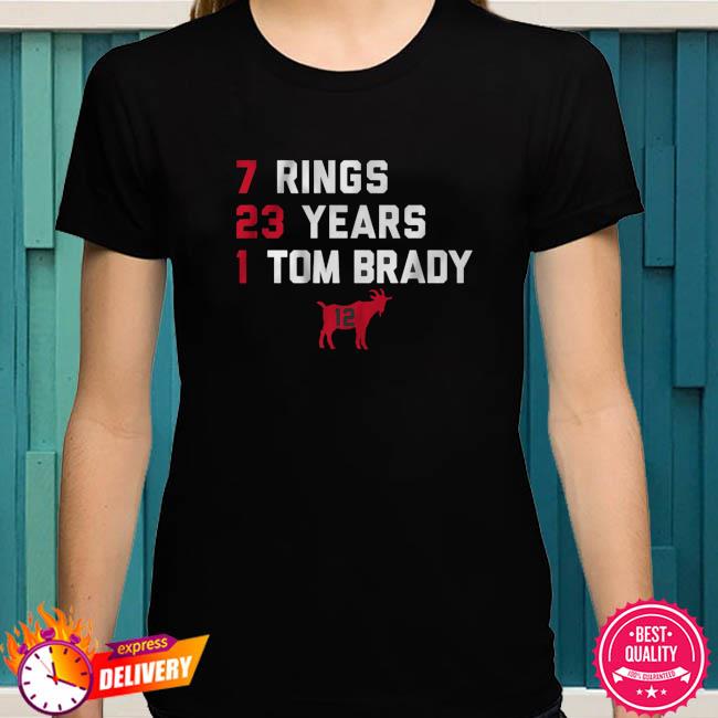 Tom Brady 7 rings 23 years GOAT shirt, hoodie, sweater, long