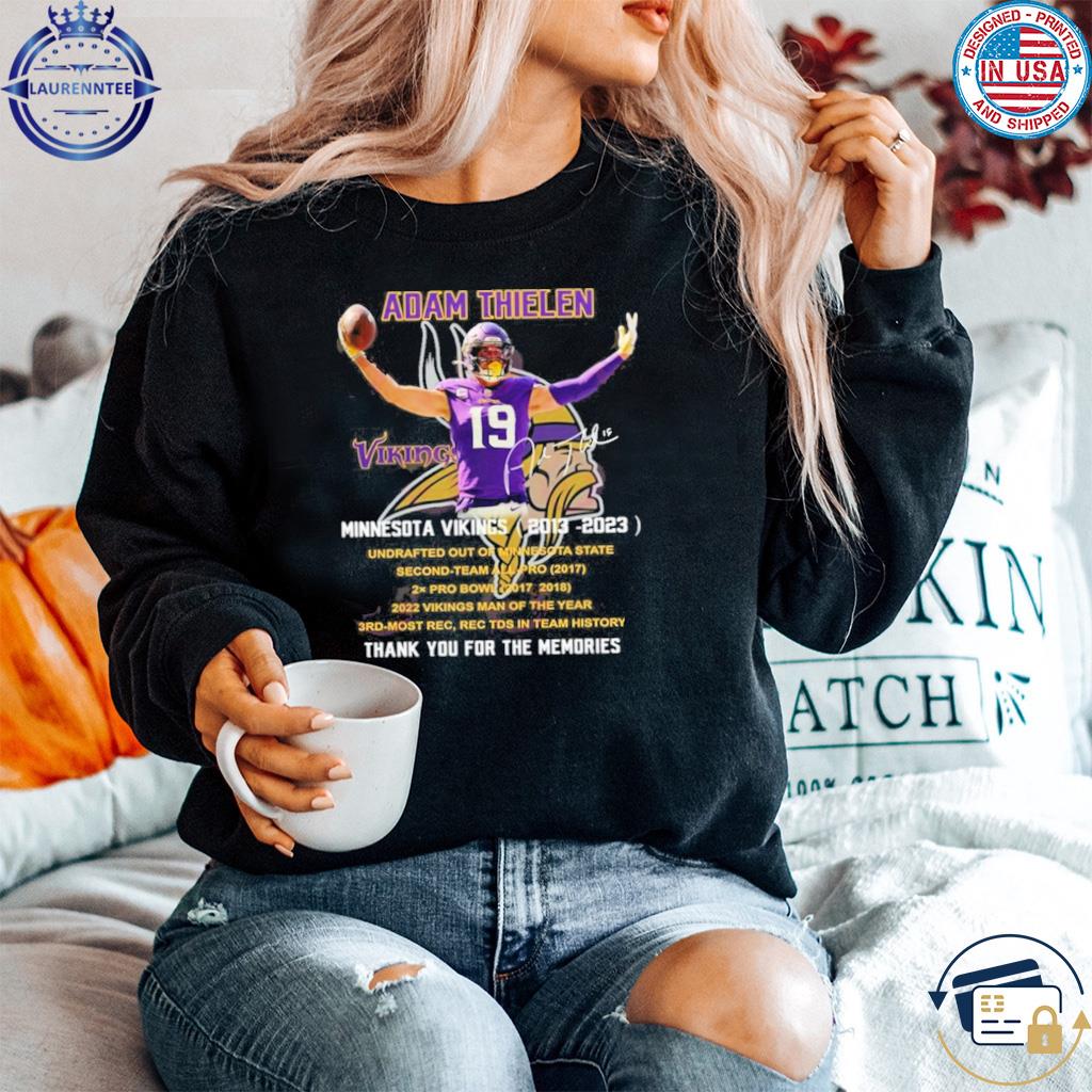 Official 19 Adam Thielen 2013 – 2023 Thank You For The Memories T-Shirt,  hoodie, sweater, long sleeve and tank top