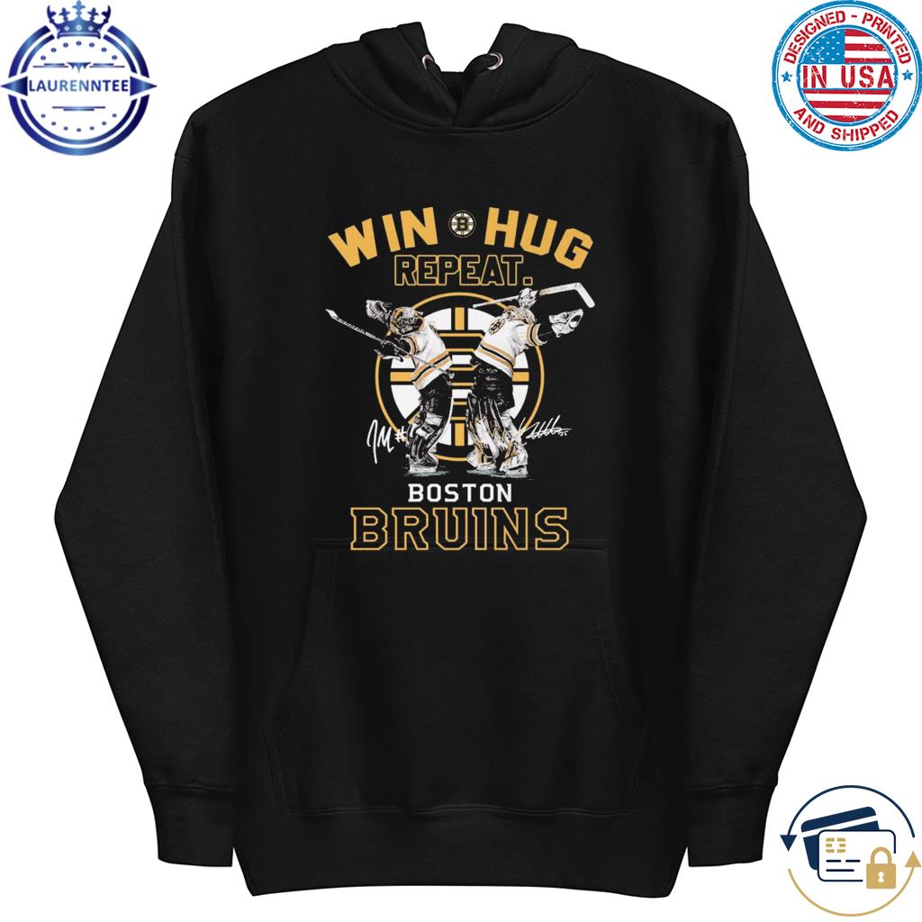 Boston Bruins win hug repeat signatures 2023 s hoodie