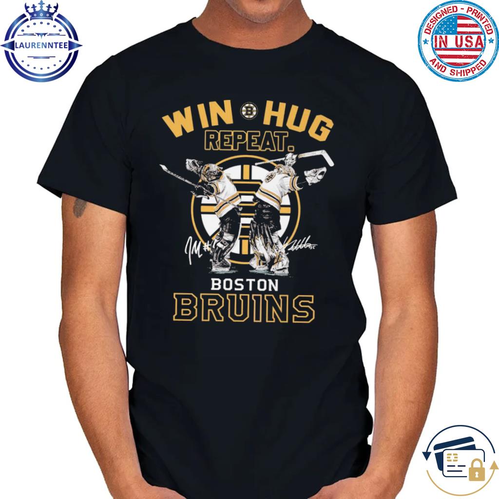 Boston Bruins win hug repeat signatures 2023 shirt